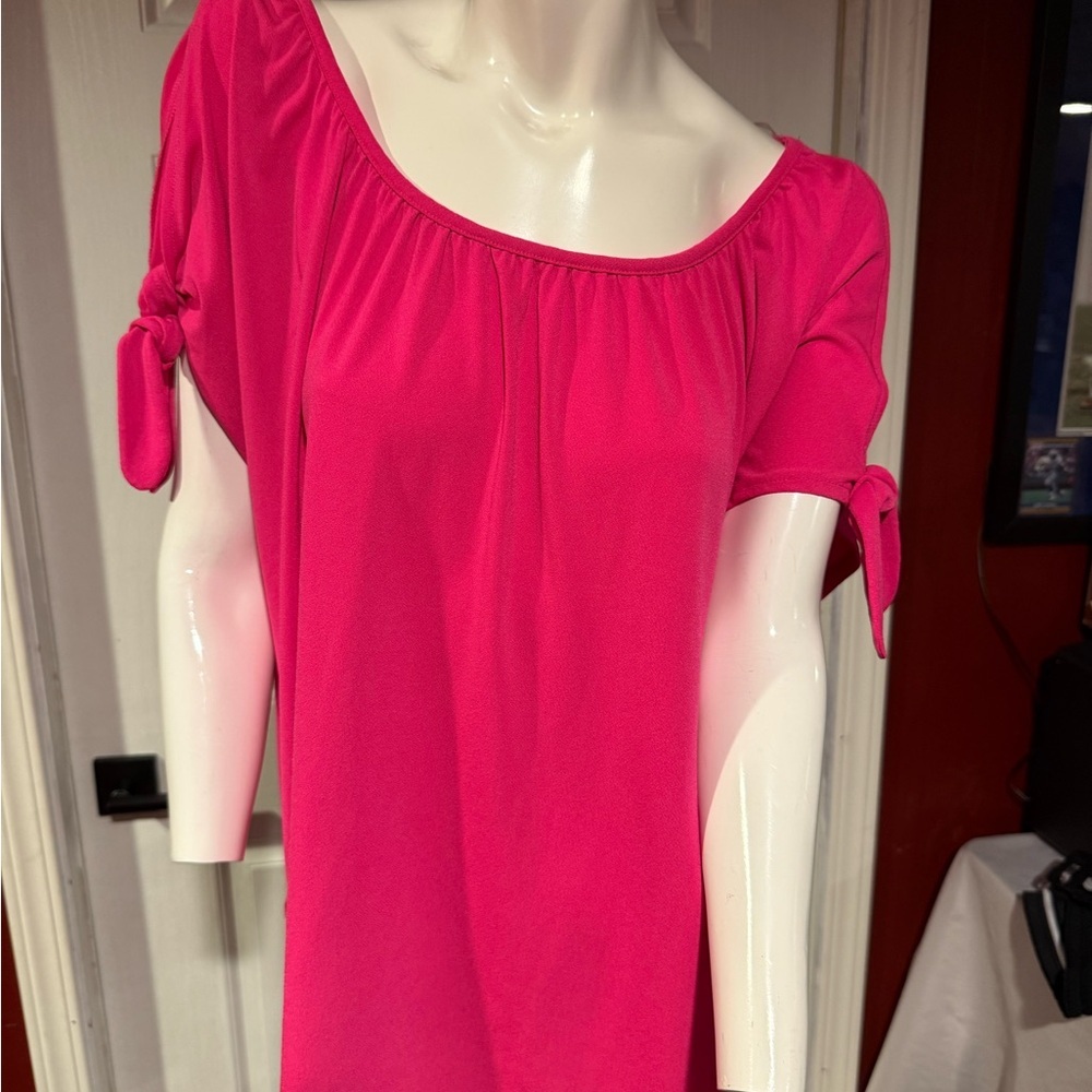 INC International Concepts Pink Asymmetrical Tie Front Blouse